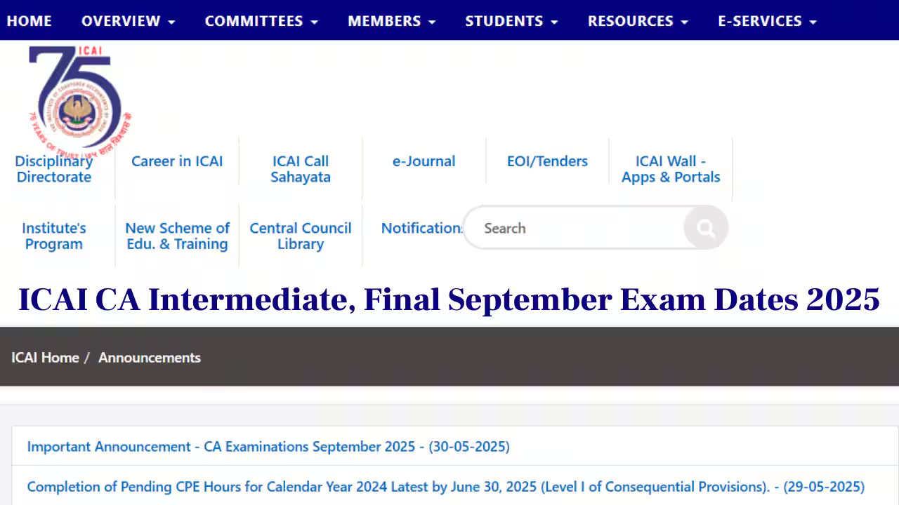 ICAI CA September 2025 Exam